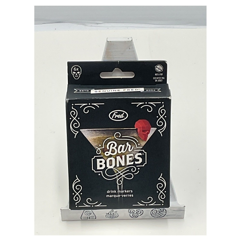 Fred Bar Bones Skull Drink Markers Set of 6 Silicone Wine Glass Charms Halloween